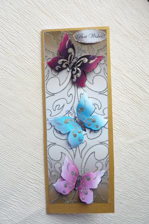 Three Butterflies Dl Card Front / Topper 1 by Rosina Walker
