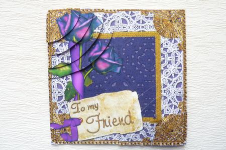 Purple Rose Lace Friend 6in Duo Corner Stacker by Rosina Walker