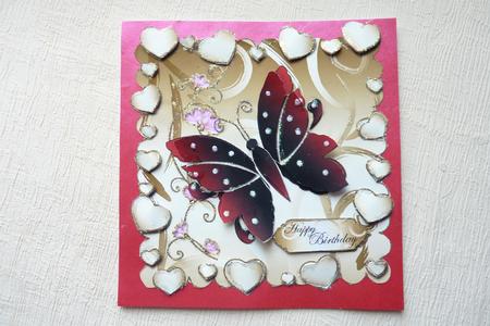 Birthday Butterfly Scalloped Topper with Hearts 13 by Rosina Walker