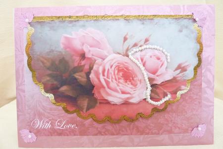 Pink Roses Mock Envelope by Rosina Walker