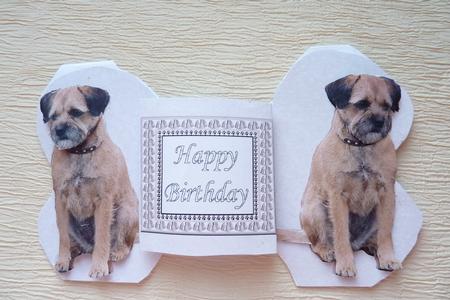 Border Terrier Bone Shaped Card by Rosina Walker
