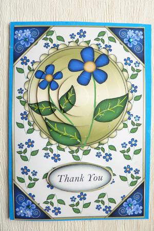 Dark Blue Flowers Card Front Pyramid by Rosina Walker