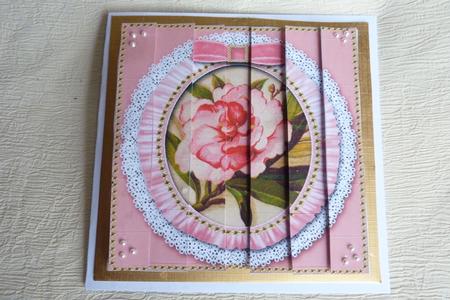 Oriental Peony Ruffle Lace 5in Sq Side Stacker by Rosina Walker