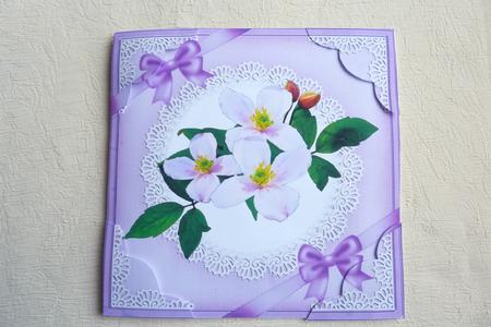 8 x 8 Clematis and Lace Scalloped Corner Topper by Rosina Walker