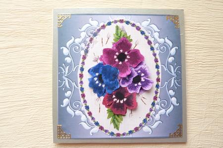Ornate Large Square Card Front in Ocean Blue by Rosina Walker