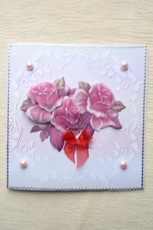 Ornate Large Square Card Front in Rose by Rosina Walker
