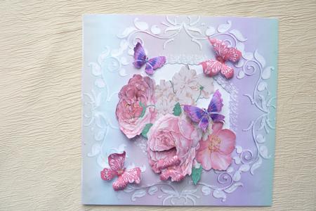 Ornate Large Square Card Front in Ocean Blue by Rosina Walker