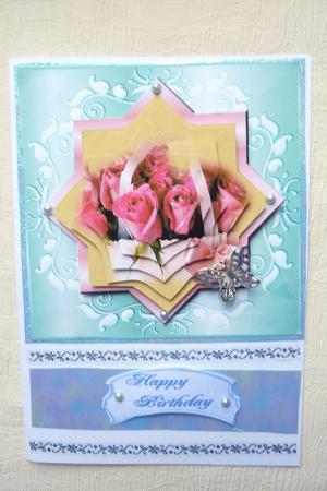 Ornate Large Square Card Front in Green by Rosina Walker