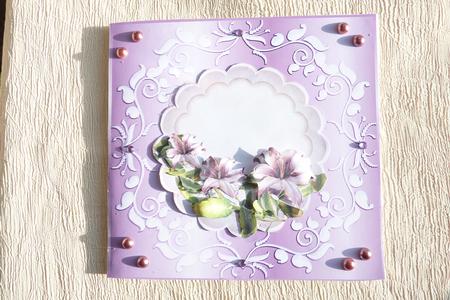 Ornate Large Square Card Front in Pink by Rosina Walker