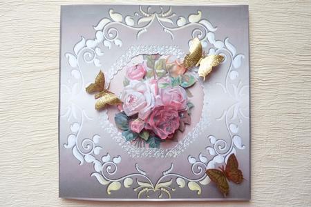 Ornate Large Square Card Front in Bronze by Rosina Walker