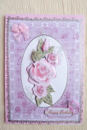 Pink and Blue Roses Toppers/card Fronts by Rosina Walker
