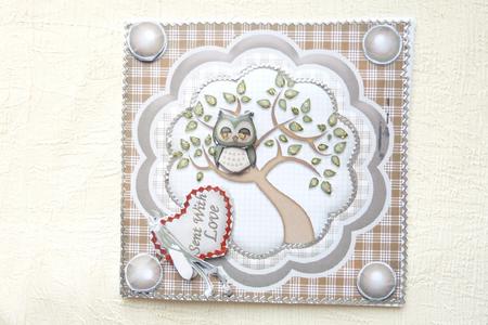 Owl in a Tree Square Quick Card Various Sentiments by Rosina Walker