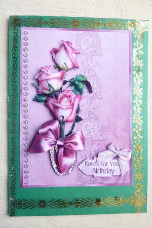 Pink Rosebuds - Card Front for Multi Occasions by Rosina Walker