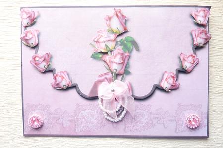Roses and Pearls Envelope Card with Decoupage by Rosina Walker