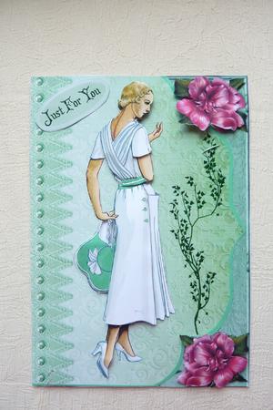Vintage Mint Lady Fancy Edge with Decoupage by Rosina Walker