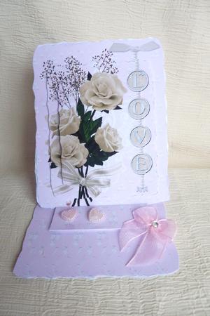Wavy Edge Cream Roses Easel by Rosina Walker
