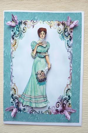 Vintage Mint Lady & Butterflies with Decoupage by Rosina Walker