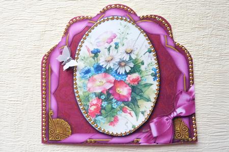 Pink Cornflowers Ornate Scalloped Side Stacker by Rosina Walker