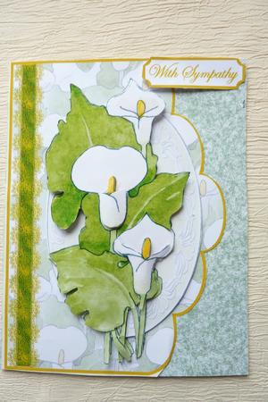 White Lillies on Scallop Edge Cardfront by Rosina Walker