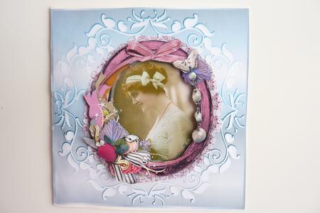 Ornate Large Square Card Front in Damson by Rosina Walker