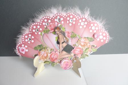 Valentine Cutie Fan & Stand Card by Rosina Walker