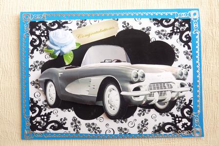 Ladies Silver Sports Car, with White Rose by Rosina Walker