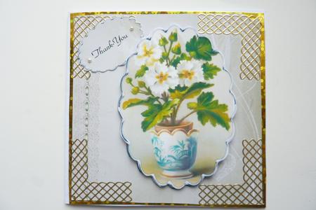 Vase of Flowers Square Card Topper by Rosina Walker