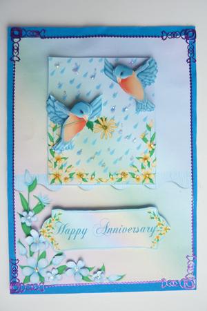 Bluebirds in the Rainbow Card Front, Topper and Decoupage by Rosina Walker