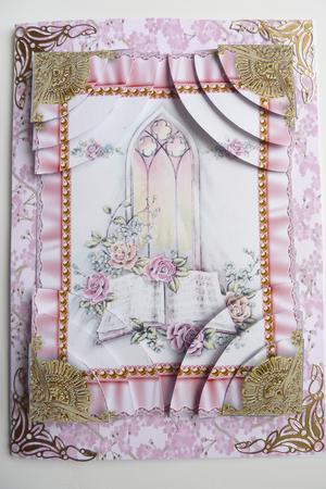 Church Window Ruffle 7x5inch All 4 Corner Stacker Card Front by Rosina Walker