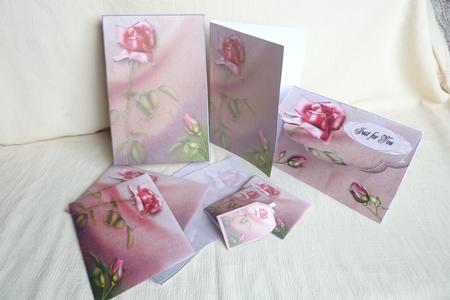 Pink Rose Stationery Set by Rosina Walker