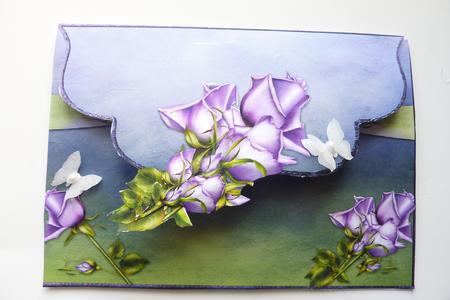 Envelope Card Lavender Roses by Rosina Walker