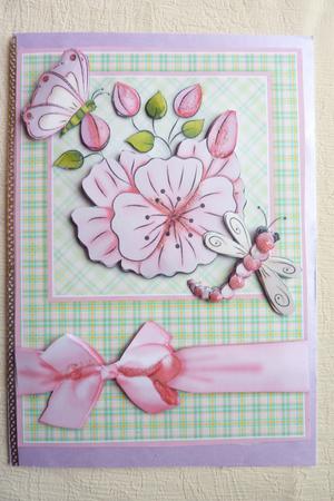 Pink Cherry Blossoms - Decoupage Card Front by Rosina Walker