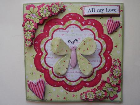 All My Love Butterfly & Flowers Square Quick Card by Rosina Walker