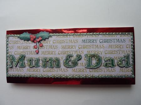 Mum & Dad Merry Christmas Holly Large Dl by Rosina Walker