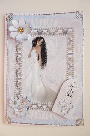 Lady in Pearl Frame Card Front by Rosina Walker