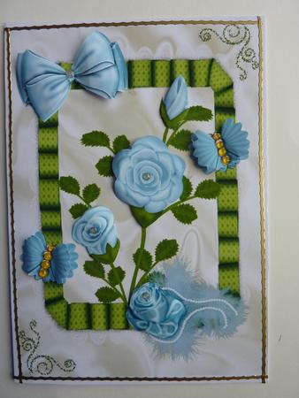 Pretty Blue Flower and Butterflies, A4 Topper by Rosina Walker