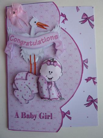Stork with Baby Girl Decoupage by Rosina Walker