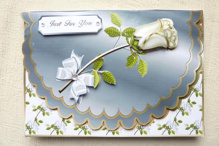 Simple Rose Envelope Card in Silver by Rosina Walker