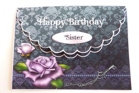 Purple Roses Gothic Style Scallop Envelope Card by Rosina Walker