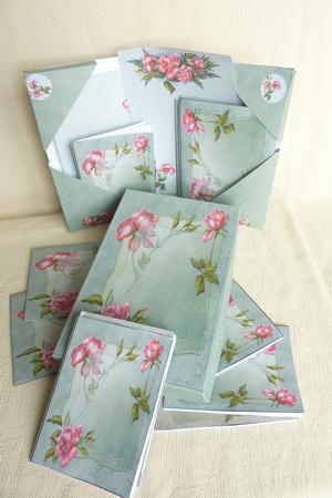 Pink Rose Stationery Set by Rosina Walker