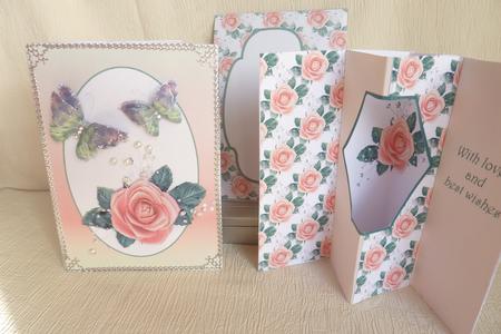 Peach Rose and Butterflies Internal Window Card Kit by Rosina Walker