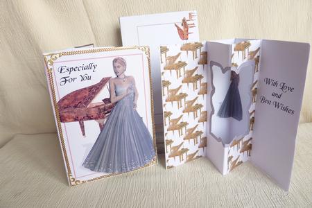 Lady with Grand Piano Internal Window Card Kit by Rosina Walker