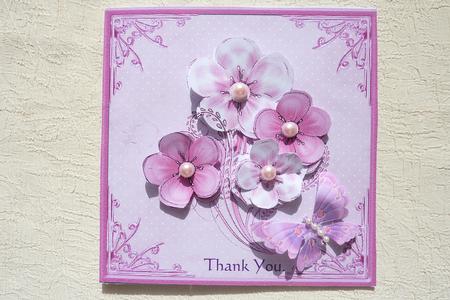 Flower Style Pyramid Card Front in Pink by Rosina Walker