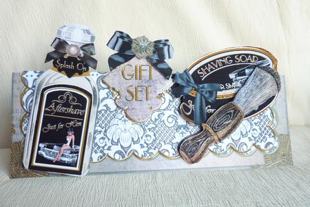Mens Black Shaving Set Large Dl Ote Decoupage Card Kit by Rosina Walker