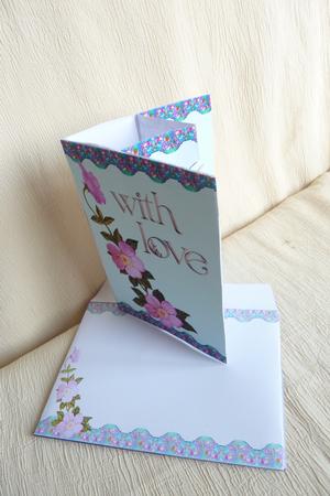 Pink Rambling Rose Internal Window Card Kit by Rosina Walker