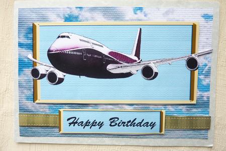 747 Jet Birthday Card Front. by Rosina Walker
