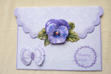 Envelope Style Card Front with Pansies 1 by Rosina Walker