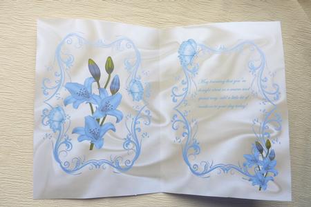 Light Blue Lillies on a Scroll Insert by Rosina Walker