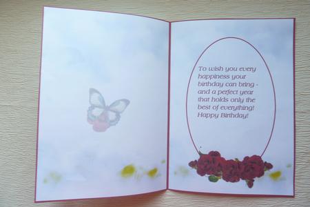 Butterfly and Roses Card Insert Sheet by Rosina Walker