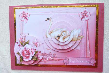 Pink Roses and Swans with Double Circle Pyramage by Rosina Walker